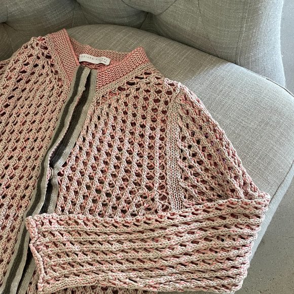Fabiana Filippi Pink coral beige cable knit cardigan S M - Picture 7 of 11